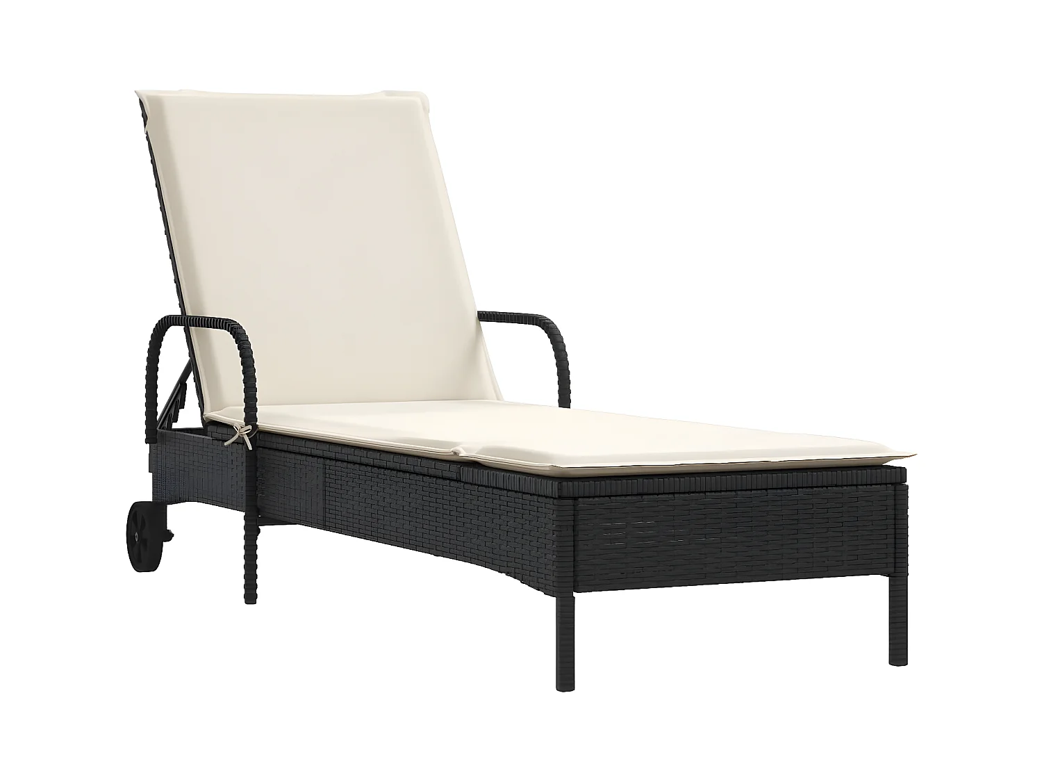 Lot de 2 Bains de soleil avec coussins noir résine tressée FR68036