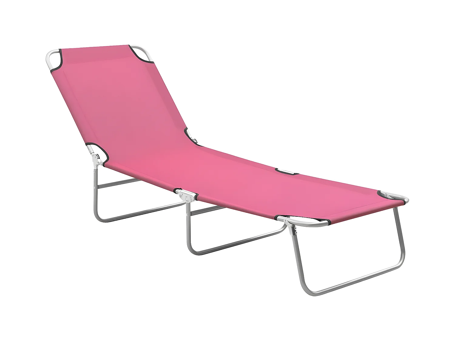 Bain de soleil pliable acier et tissu rose FR92200
