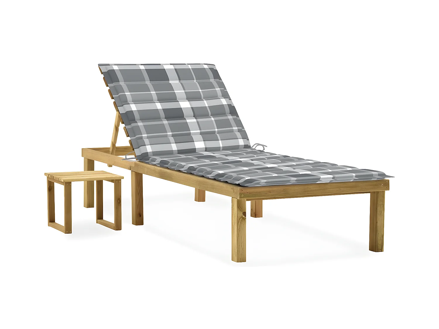 Bain de soleil de jardin avec table et coussin Pin imprégné FR80548