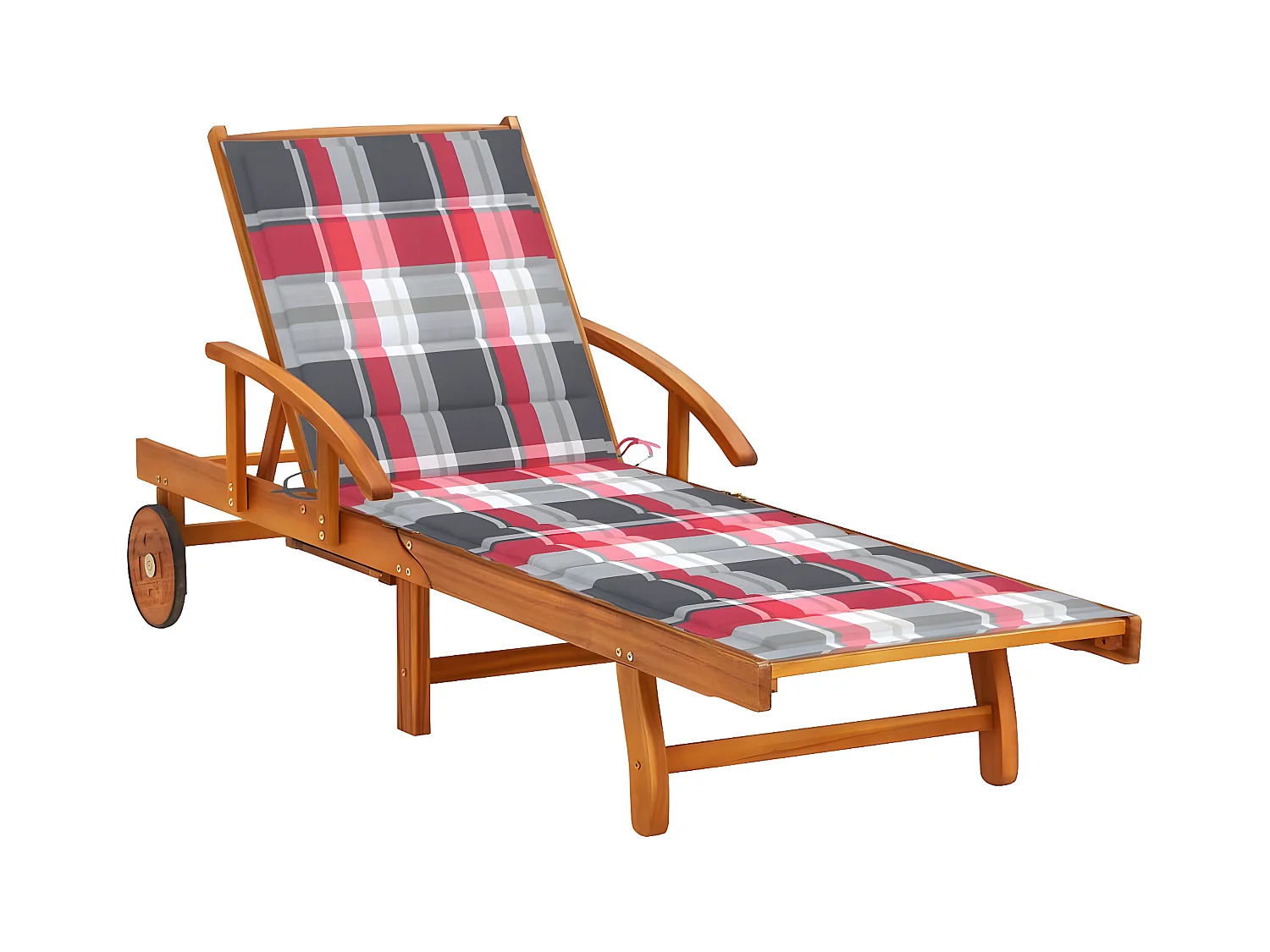Bain de soleil de jardin avec coussin Bois d'acacia solide FR42194