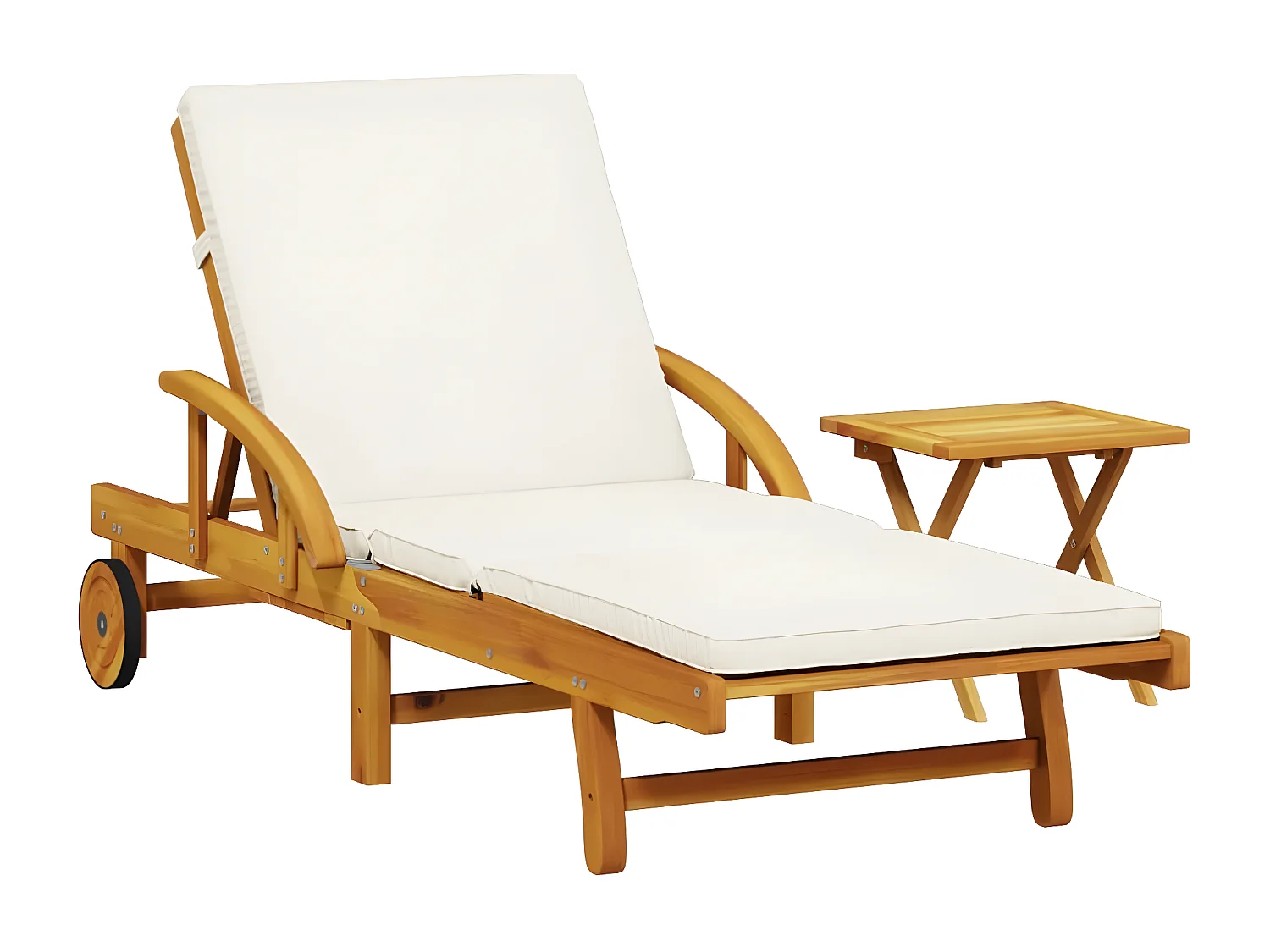 Tumbona con cojín y mesa madera maciza de acacia ES636993