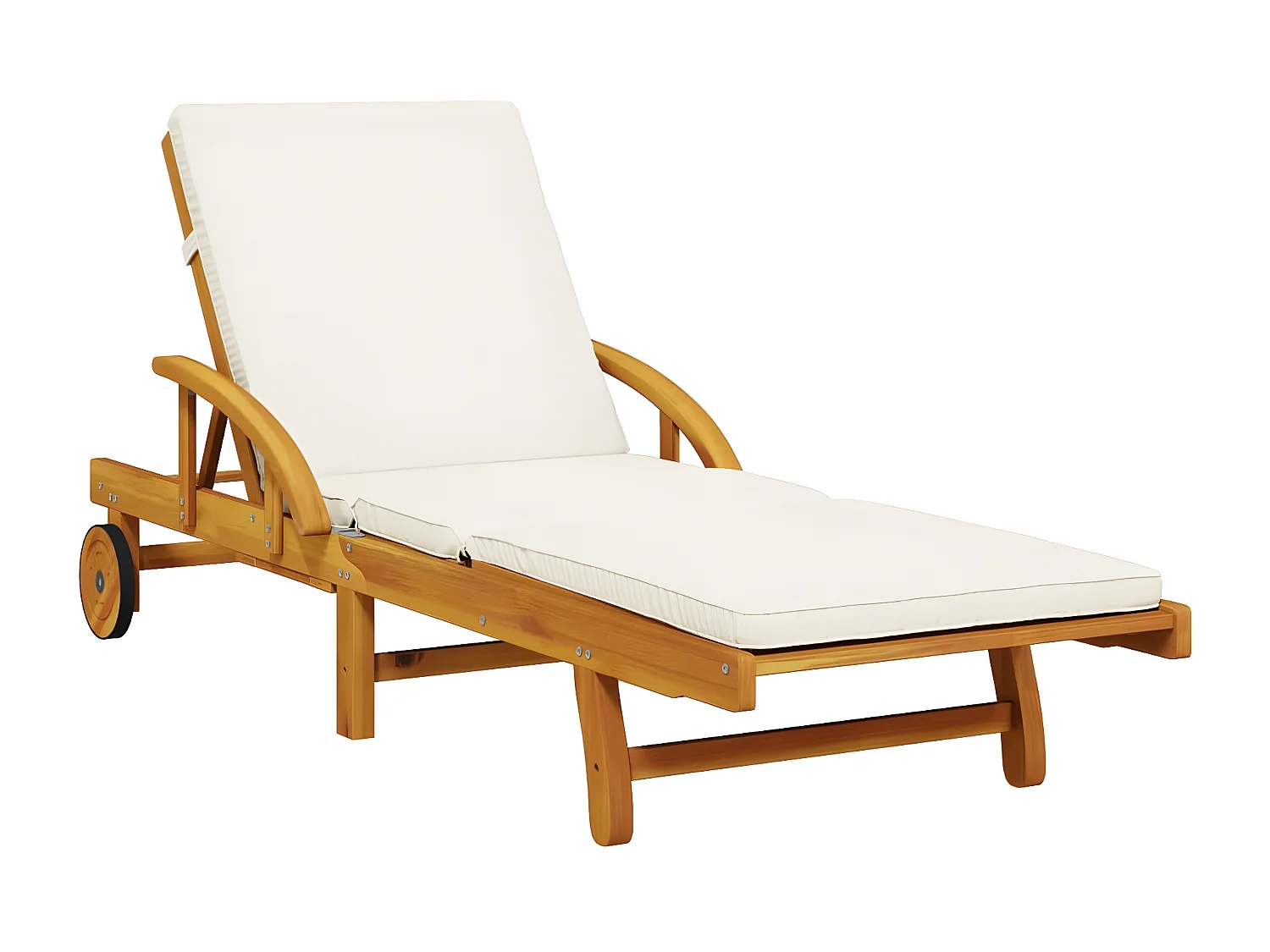 Bain de soleil avec coussin et table bois d'acacia massif FR31581
