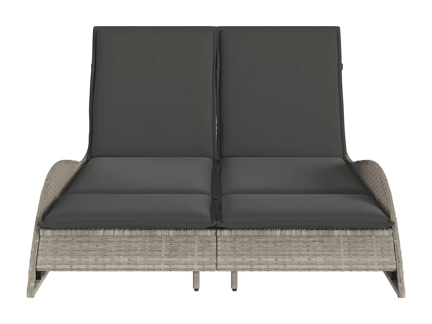 Bain de soleil avec coussins gris clair 114x205x73 cm poly rotin FR19025