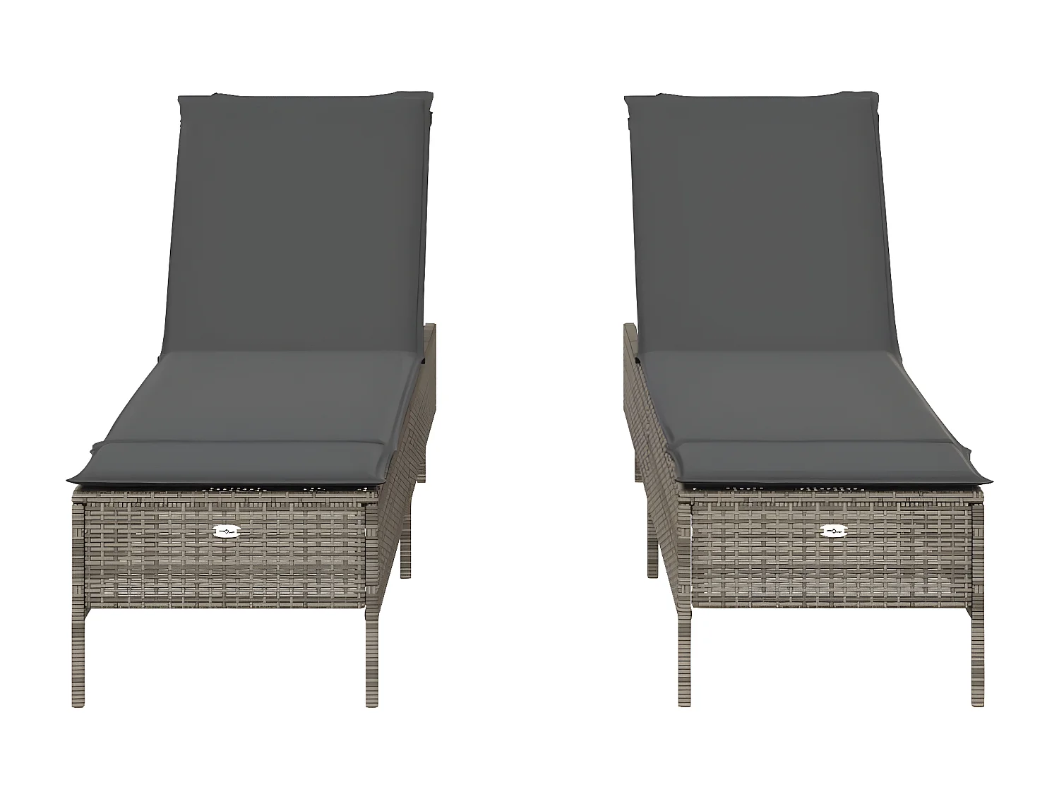 Lot de 2 Bains de soleil avec coussins gris résine tressée FR61069