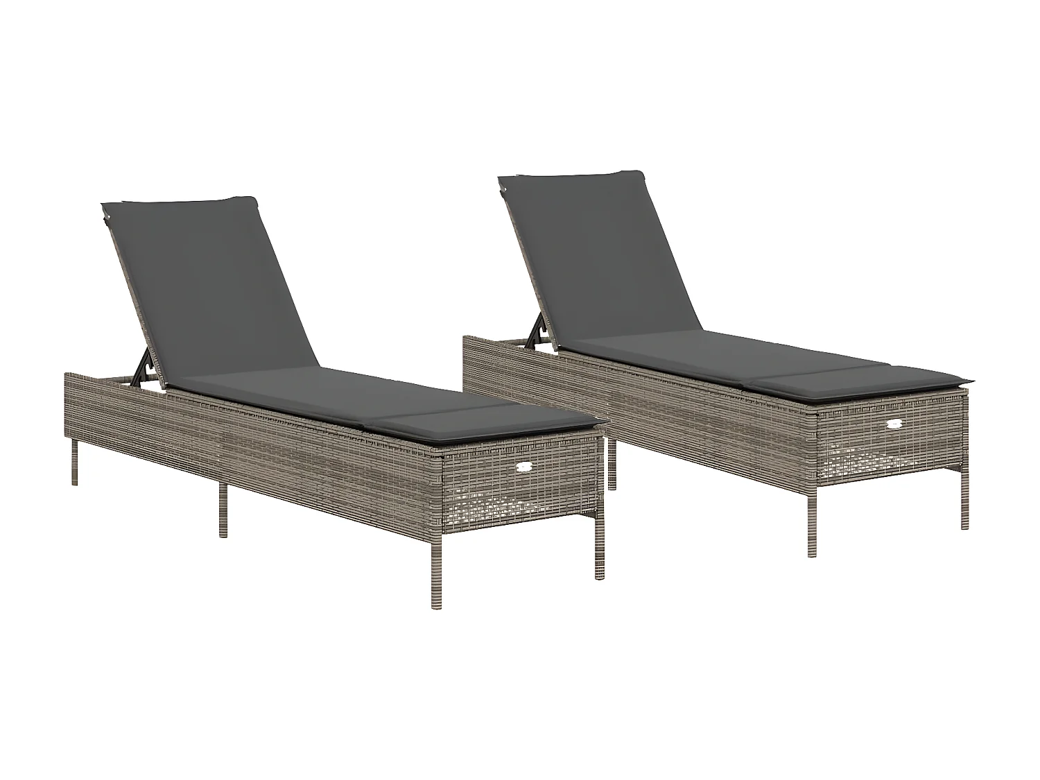 Lot de 2 Bains de soleil avec coussins gris résine tressée FR61069