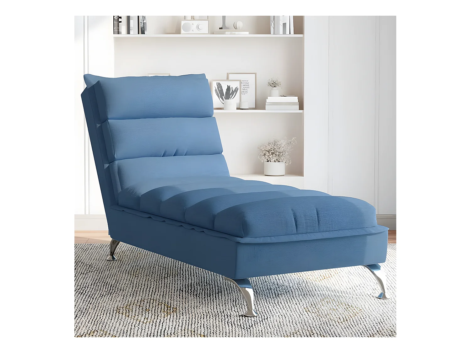 Bain de soleil avec coussins bleu tissu FR11183