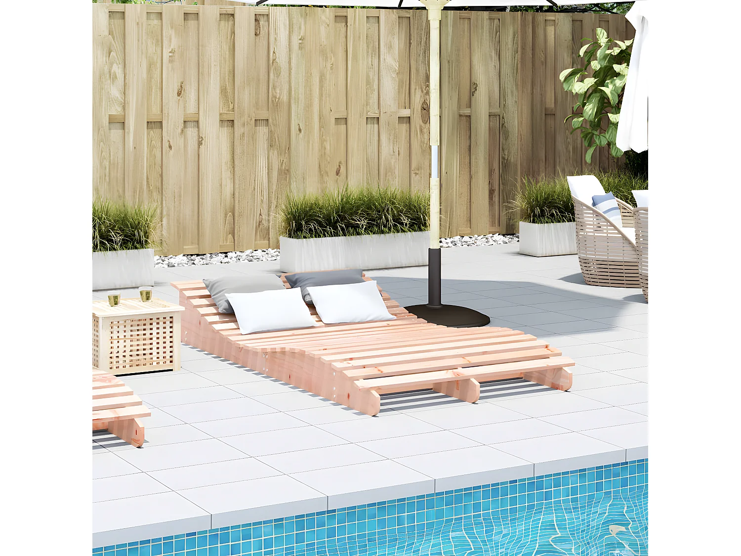 Ligbed 205x110x31,5 cm massief douglashout BE450849