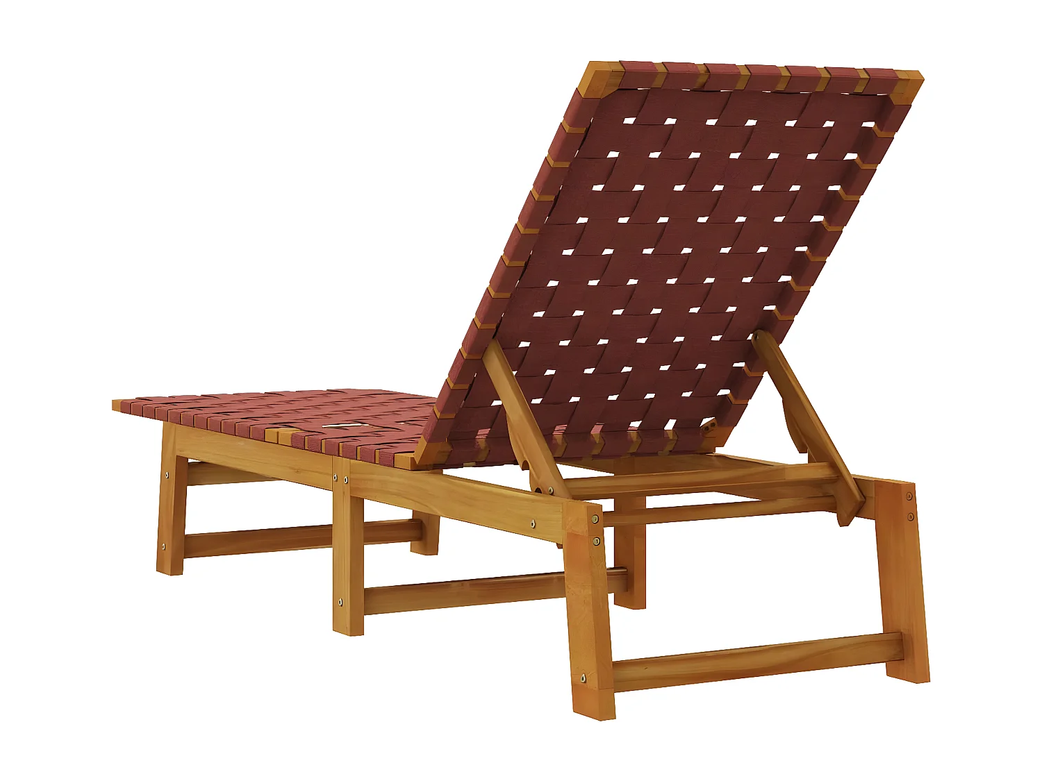 Bain de soleil rouge bois d'acacia solide et tissu FR55521