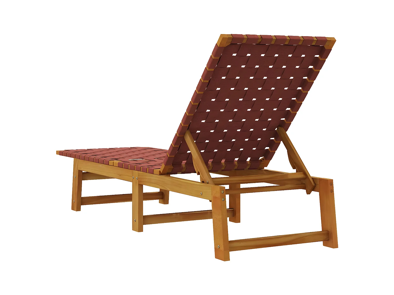 Bain de soleil rouge bois d'acacia solide et tissu FR55521