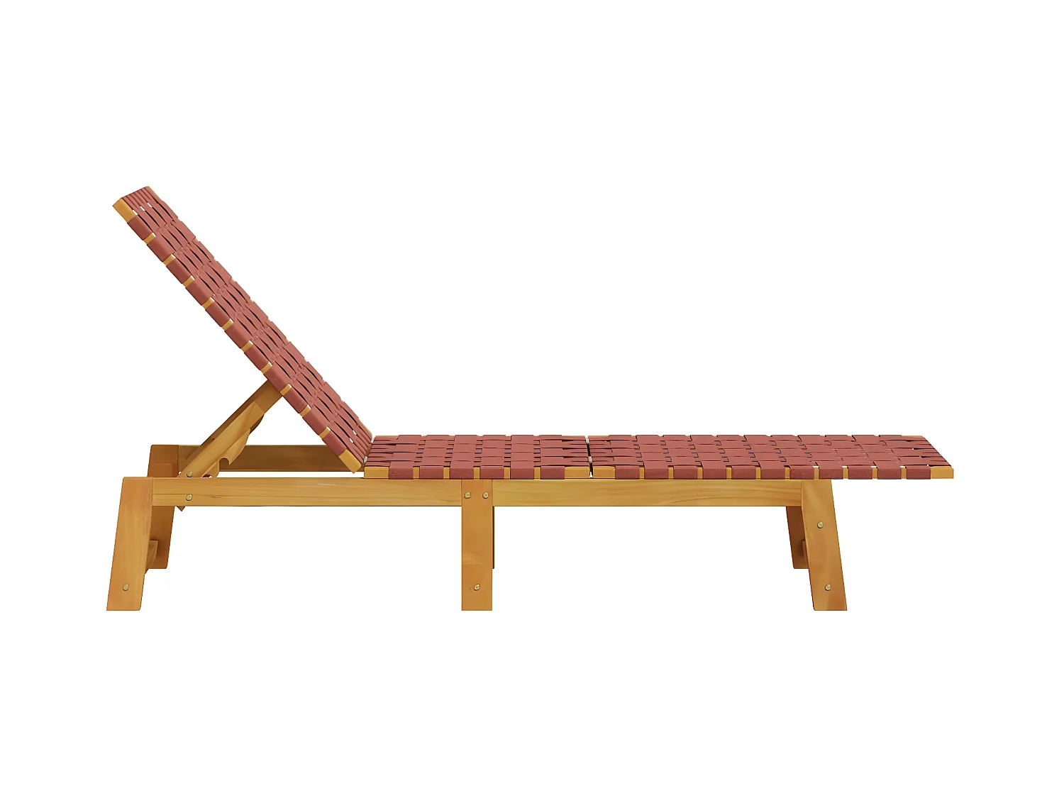 Bain de soleil rouge bois d'acacia solide et tissu FR55521