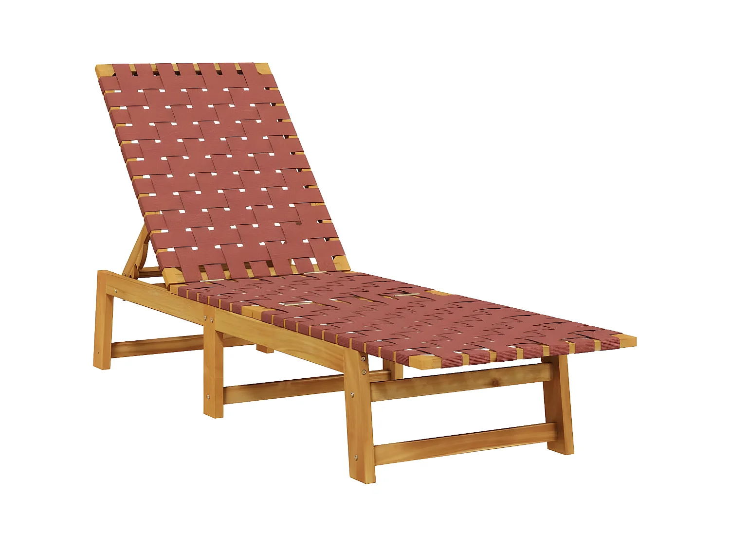 Bain de soleil rouge bois d'acacia solide et tissu FR55521