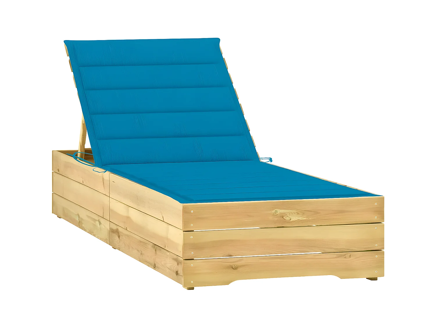 Ligbed met blauw kussen geïmpregneerd grenenhout BE329070