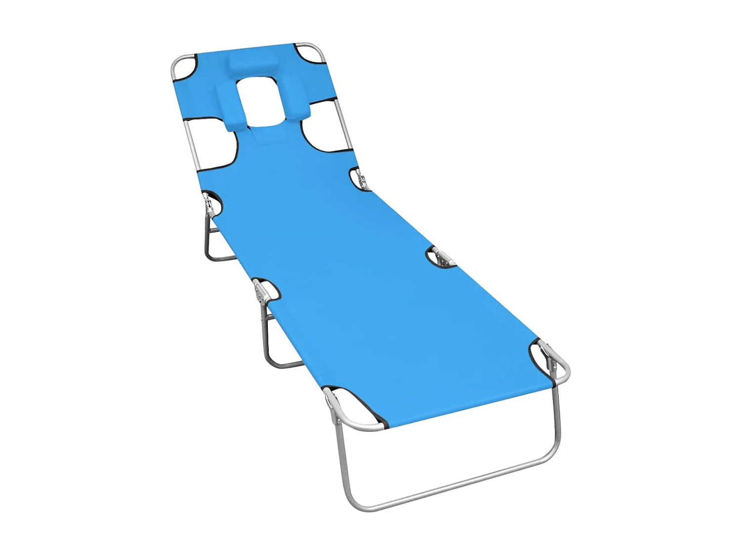 Bain de soleil pliable avec coussin de tête Acier Bleu turquoise FR98290