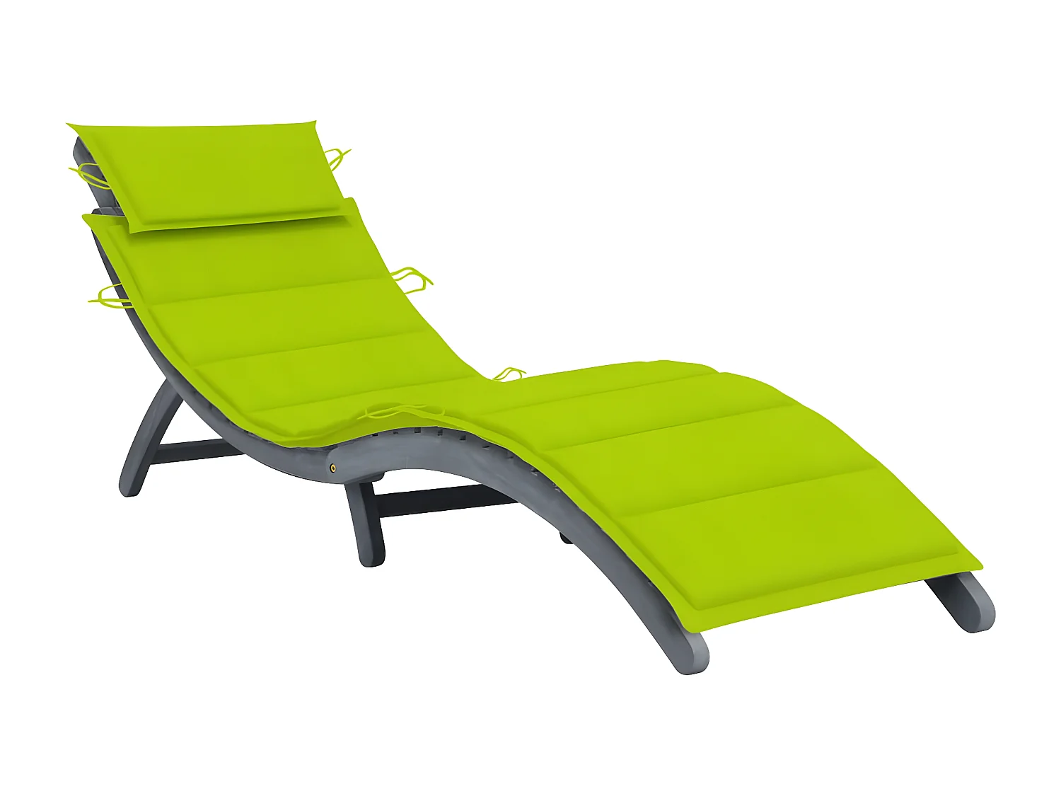 Bain de soleil avec coussin Gris Bois d'acacia solide FR75809