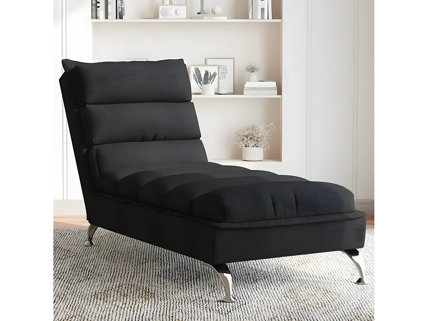 Bain de soleil avec coussins noir tissu FR41270