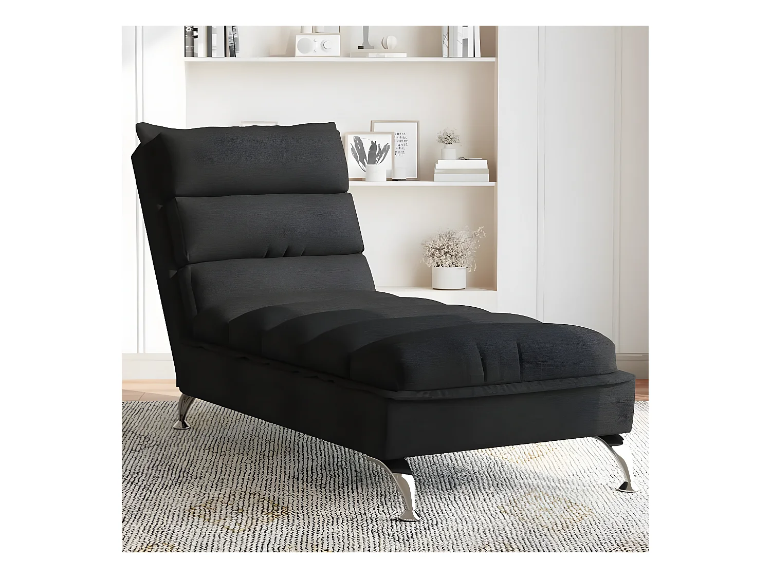 Bain de soleil avec coussins noir tissu FR41270