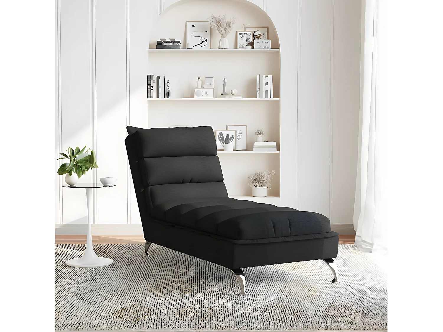 Bain de soleil avec coussins noir tissu FR41270