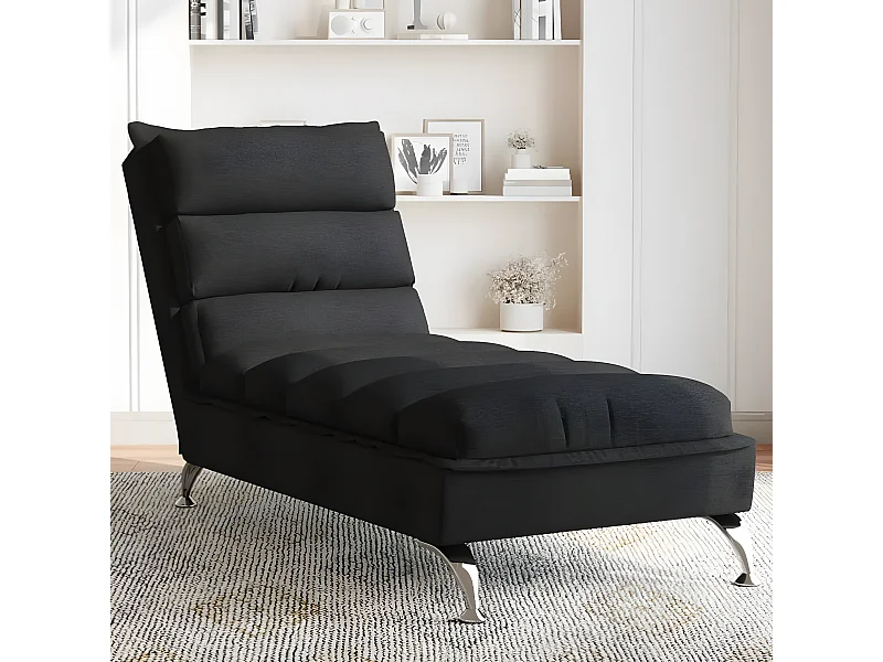 Bain de soleil avec coussins noir tissu FR41270