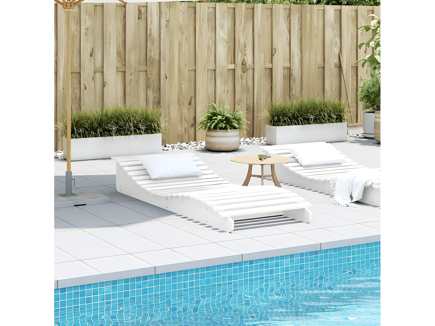 Ligbed 205x80x31,5 cm massief grenenhout wit BE300002