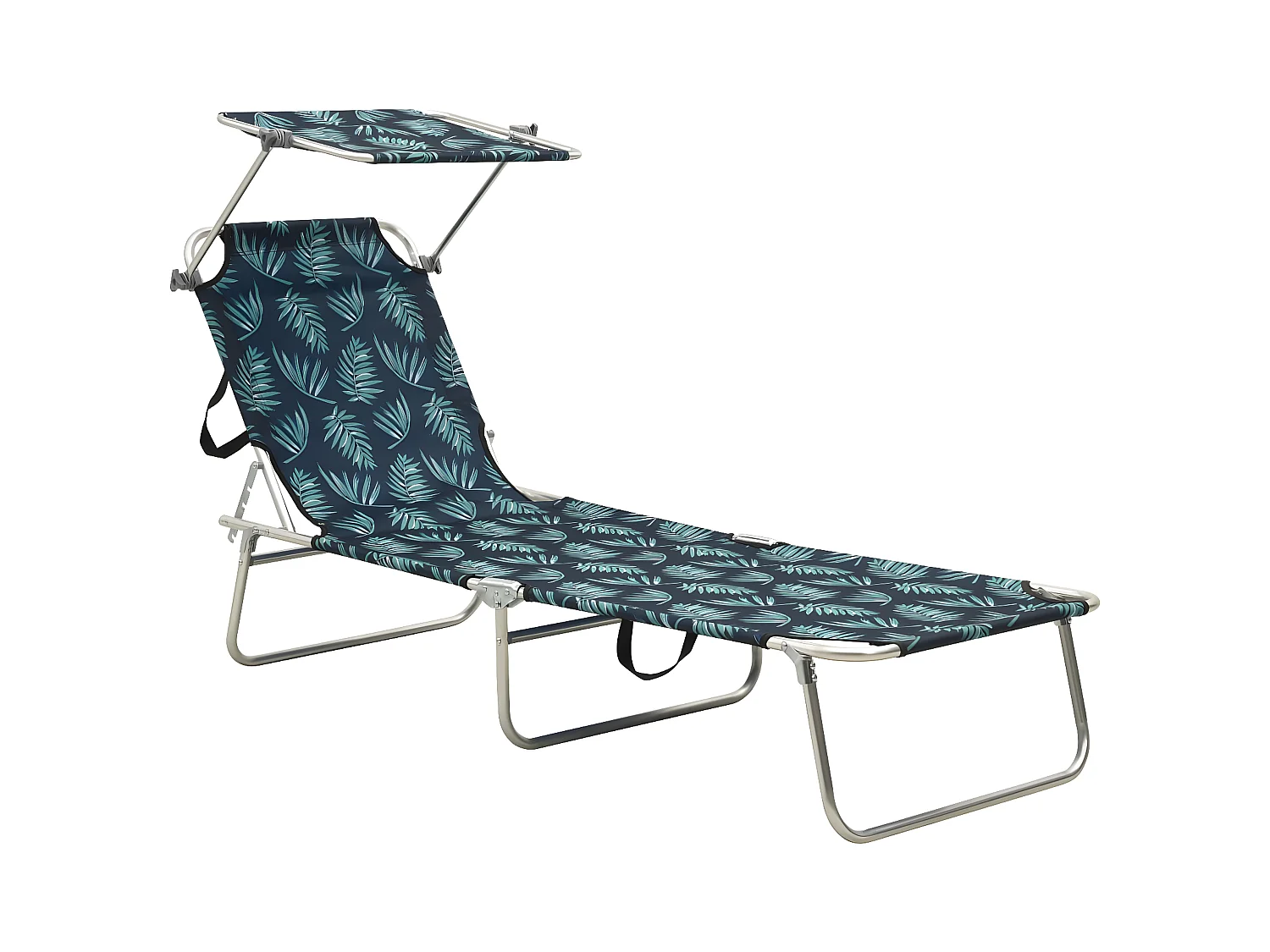 Bain de soleil pliable avec auvent acier motif de feuilles FR45115