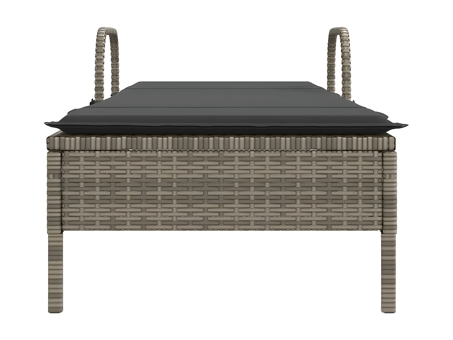 Bain de soleil avec roues et coussin gris résine tressée FR97578