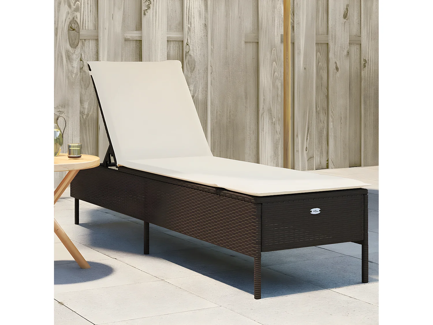 Tumbona con cojín ratán sintético marrón ES391721