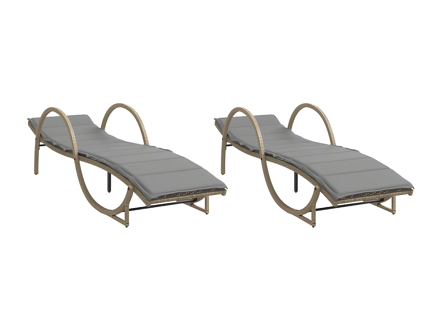 Lot de 2 Bains de soleil avec coussins beige résine tressée FR97686