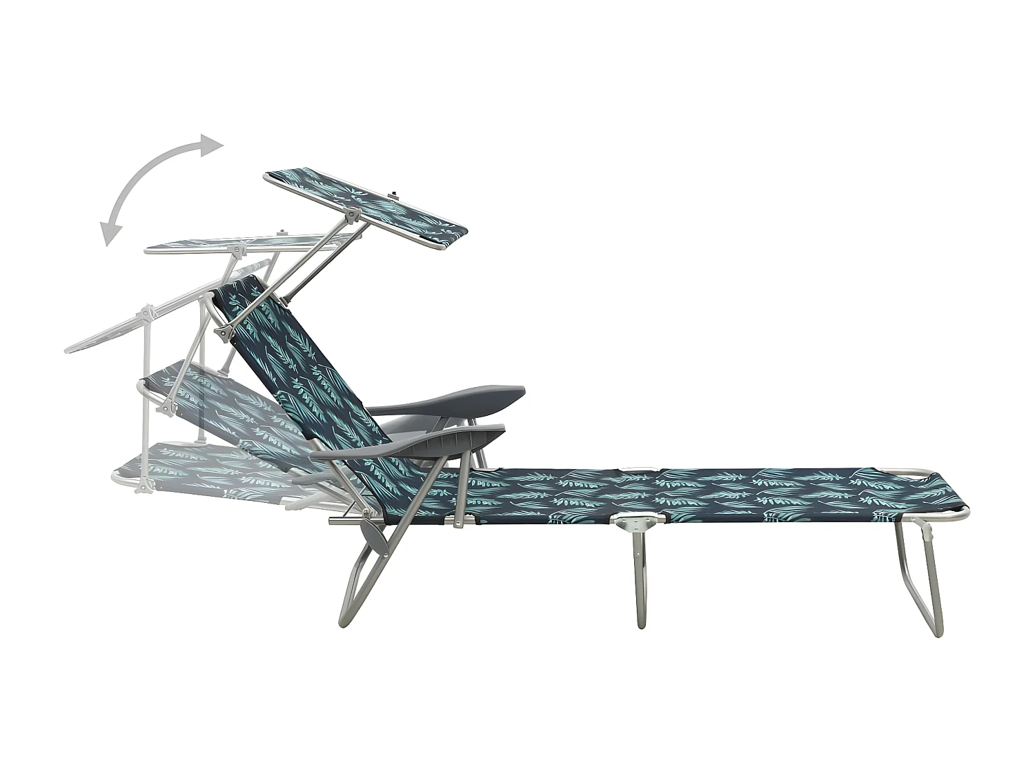 Bain de soleil avec auvent acier motif de feuilles FR93296