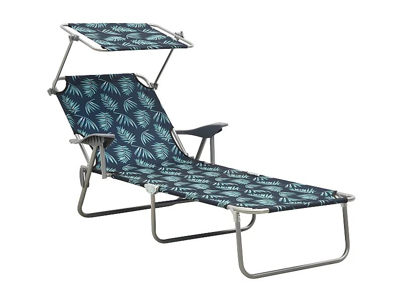 Bain de soleil avec auvent acier motif de feuilles FR93296