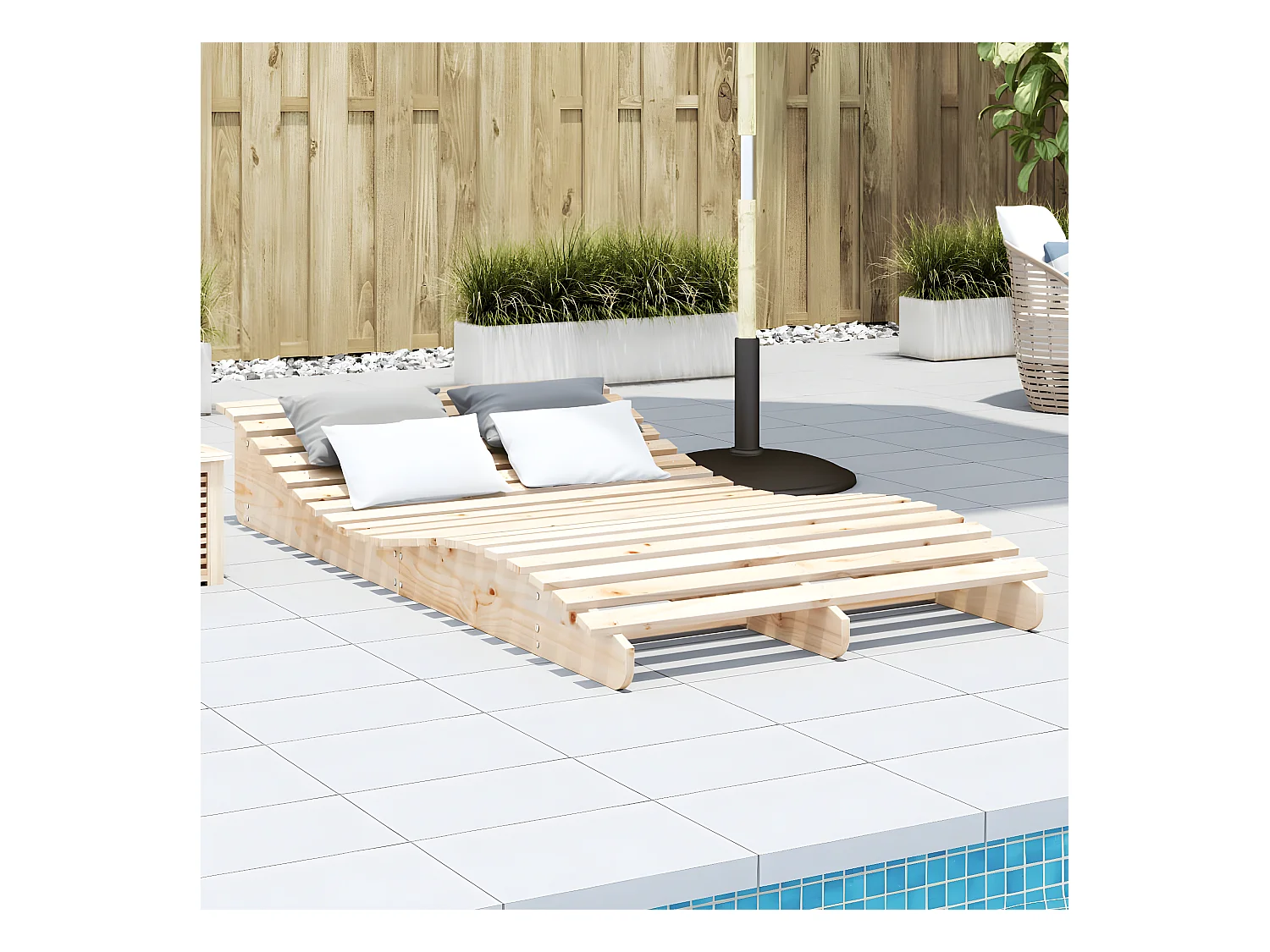 Bain de soleil 205x110x31,5 cm bois massif de pin FR89543