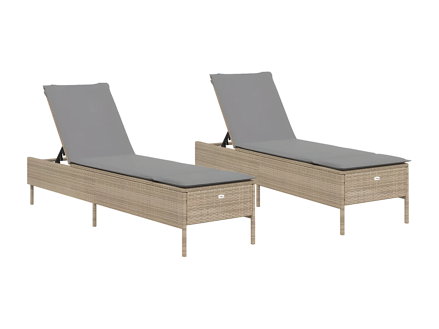 Lot de 2 Bains de soleil avec coussins beige résine tressée FR93825