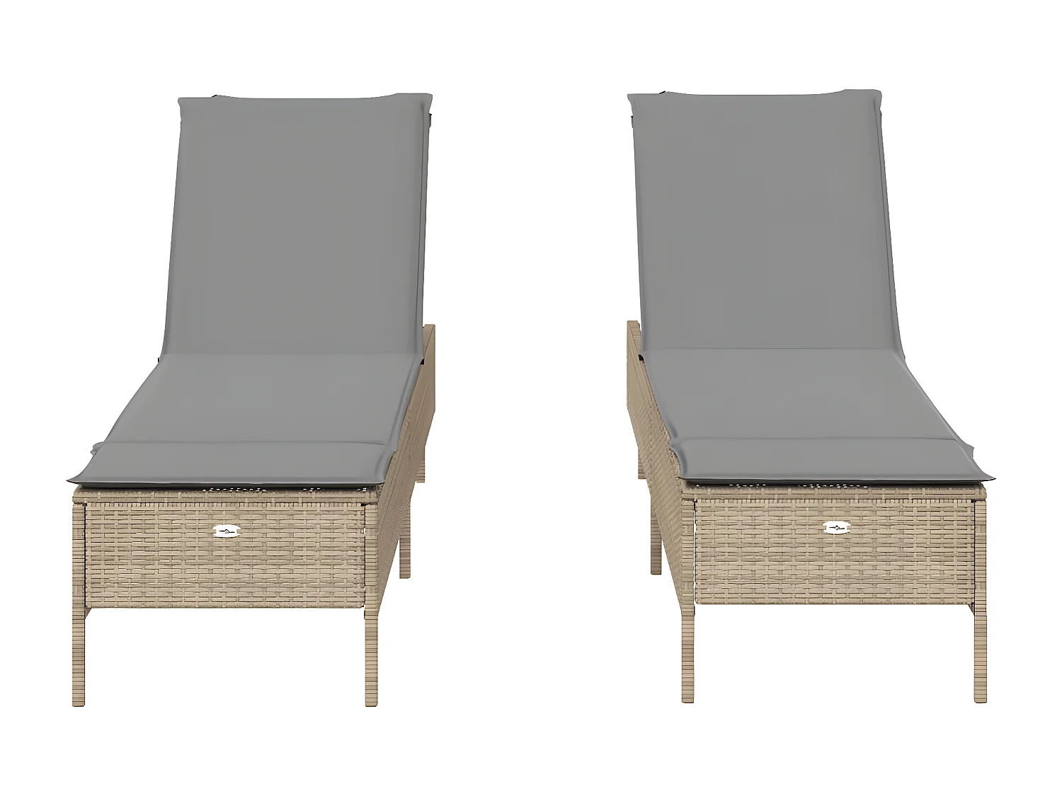 Lot de 2 Bains de soleil avec coussins beige résine tressée FR93825