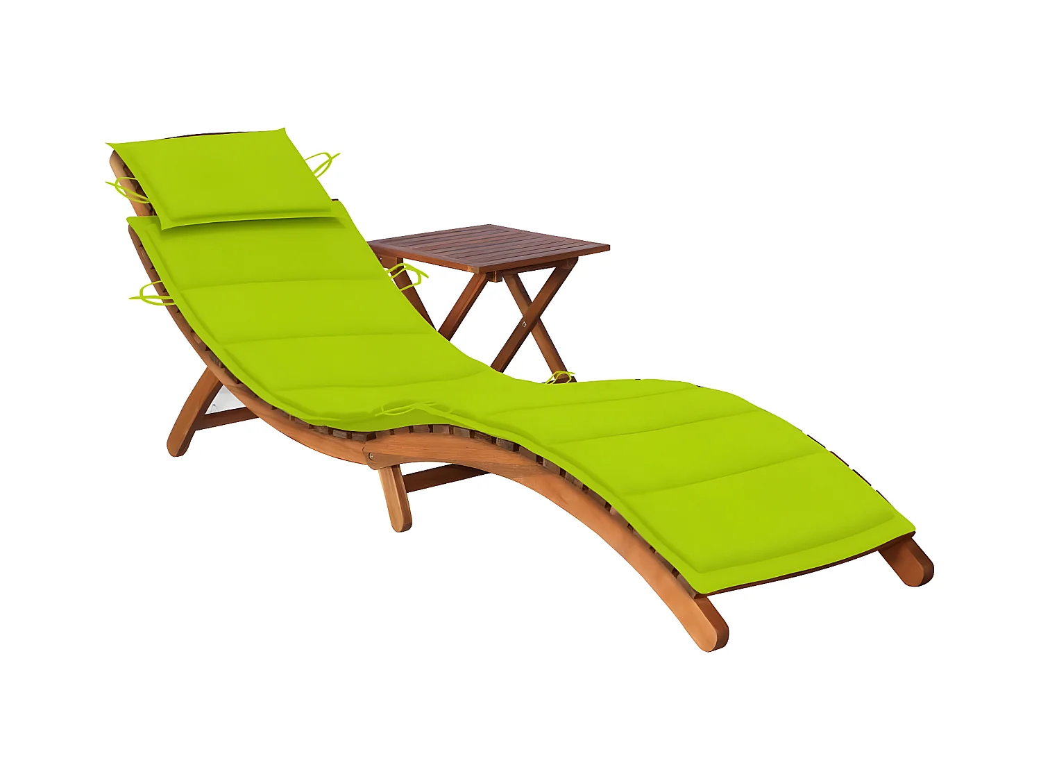 Bain de soleil de jardin avec table et coussin Bois d'acacia FR38019
