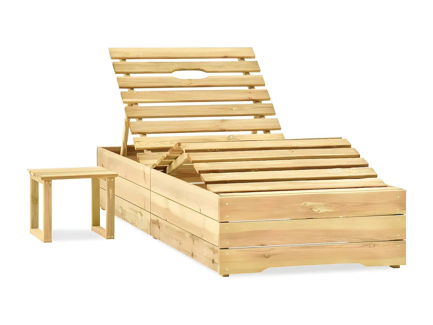 Bain de soleil de jardin avec table et coussin Pin imprégné FR14882