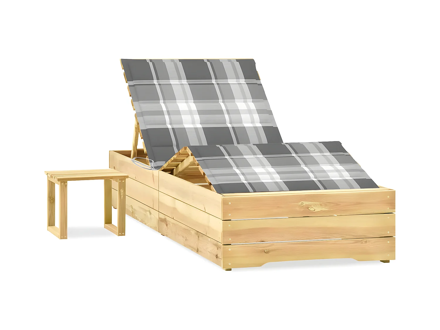 Bain de soleil de jardin avec table et coussin Pin imprégné FR14882