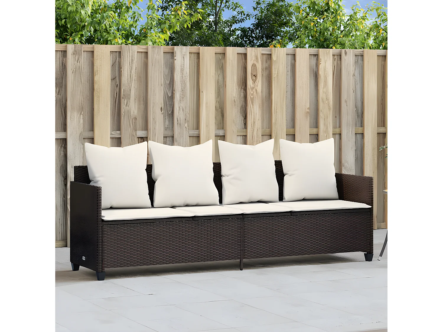 Tumbona con cojines ratán sintético marrón ES165671