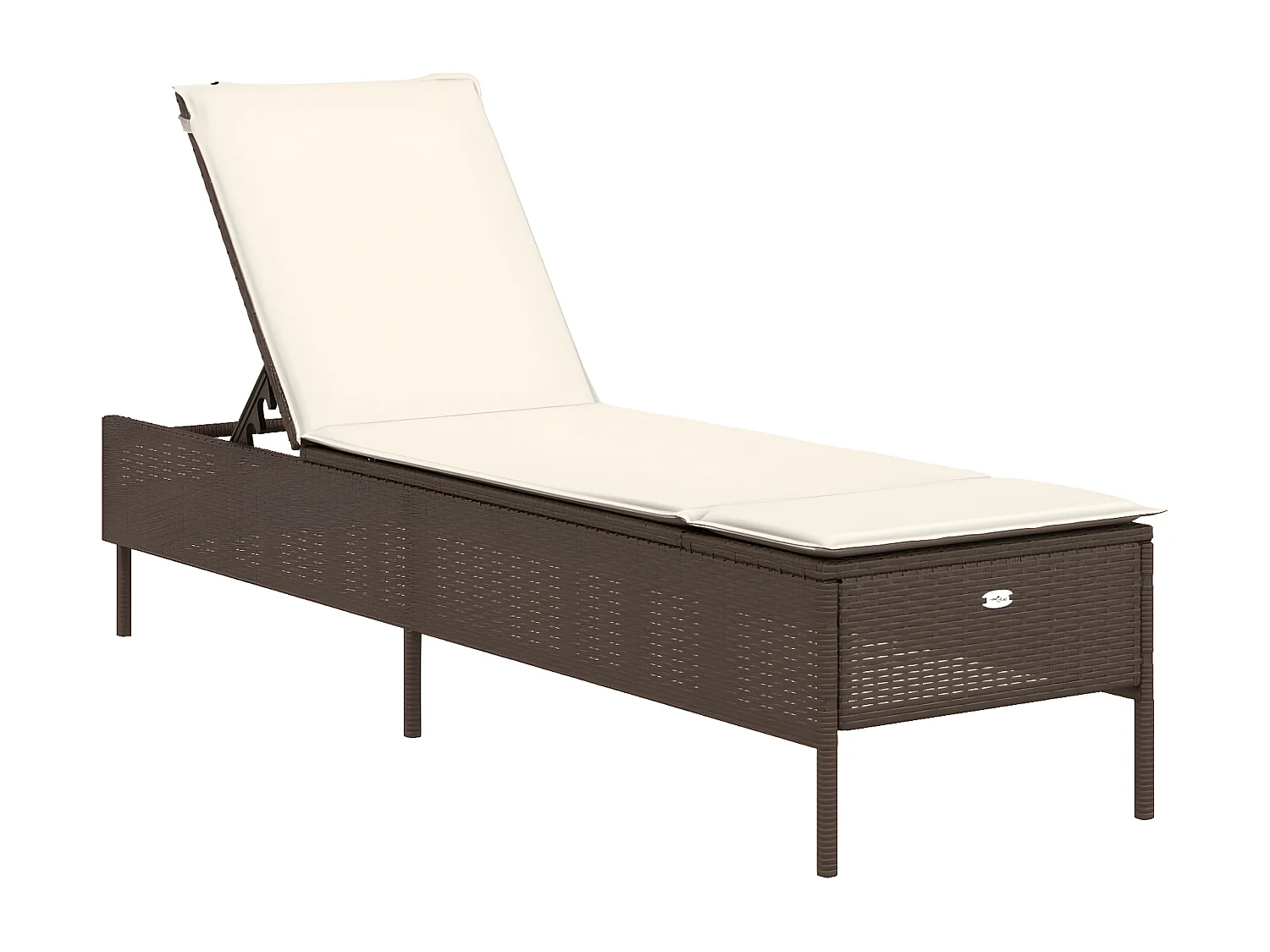 Ligstoelen 2 st met kussens poly rattan bruin BE951033