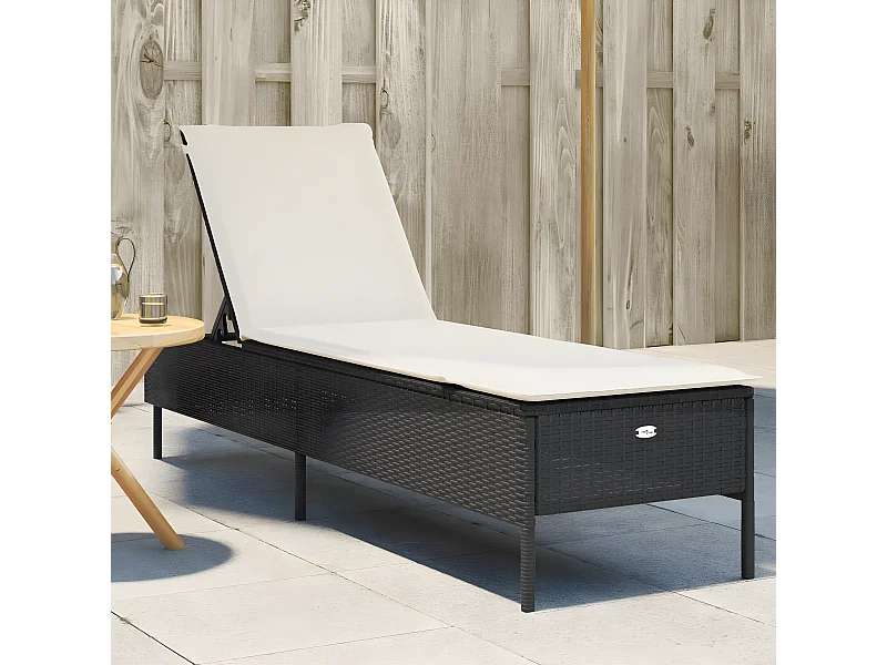 Bain de soleil avec coussin noir résine tressée FR86470