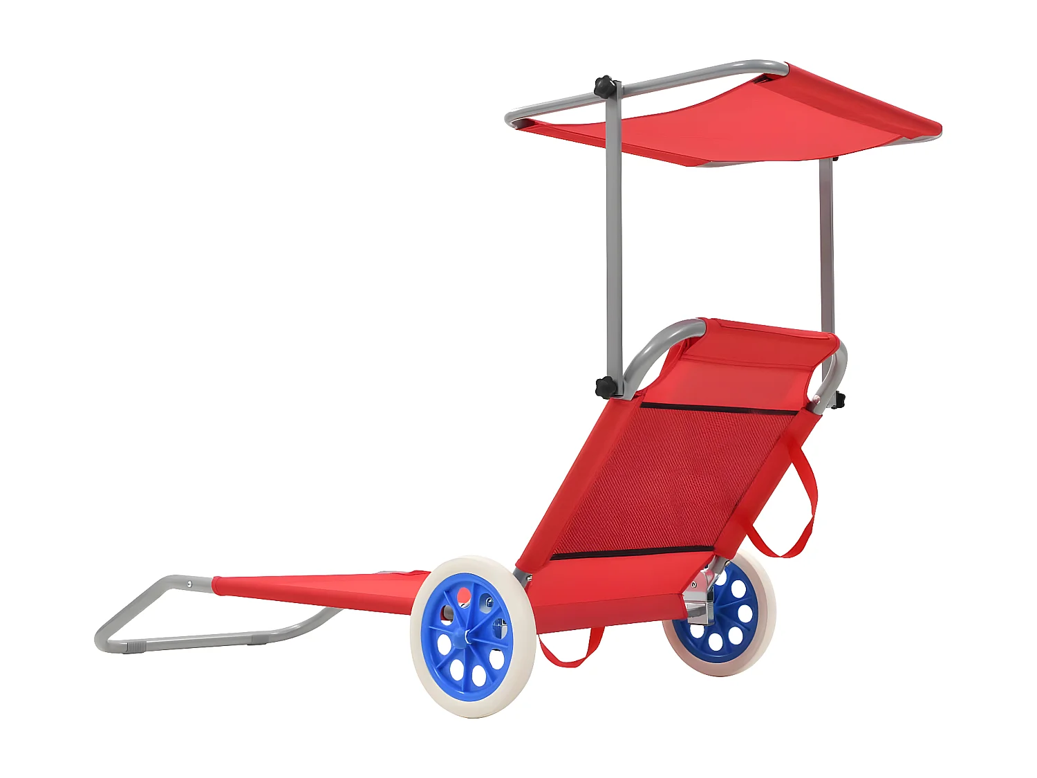 Bain de soleil pliable avec auvent et roues Acier Rouge FR29138