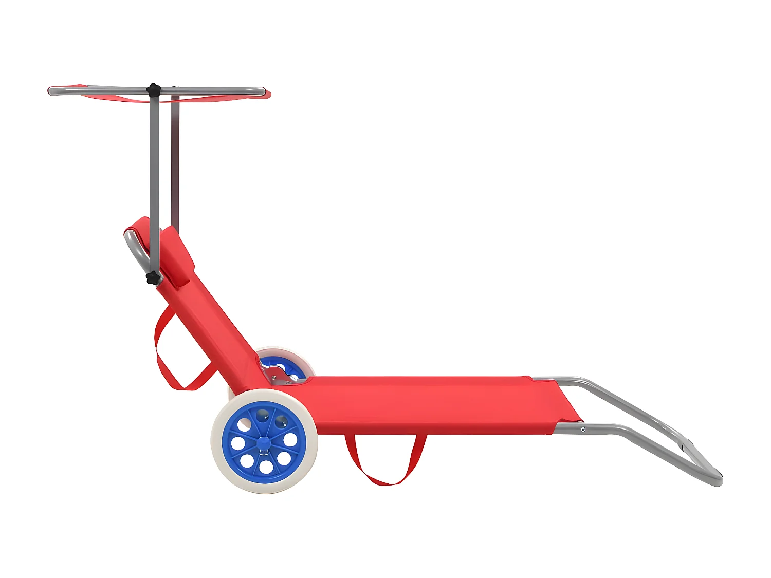 Bain de soleil pliable avec auvent et roues Acier Rouge FR29138