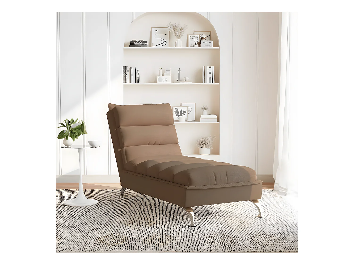Bain de soleil avec coussins marron tissu FR70085