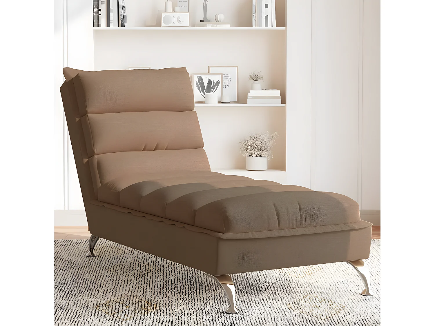 Bain de soleil avec coussins marron tissu FR70085