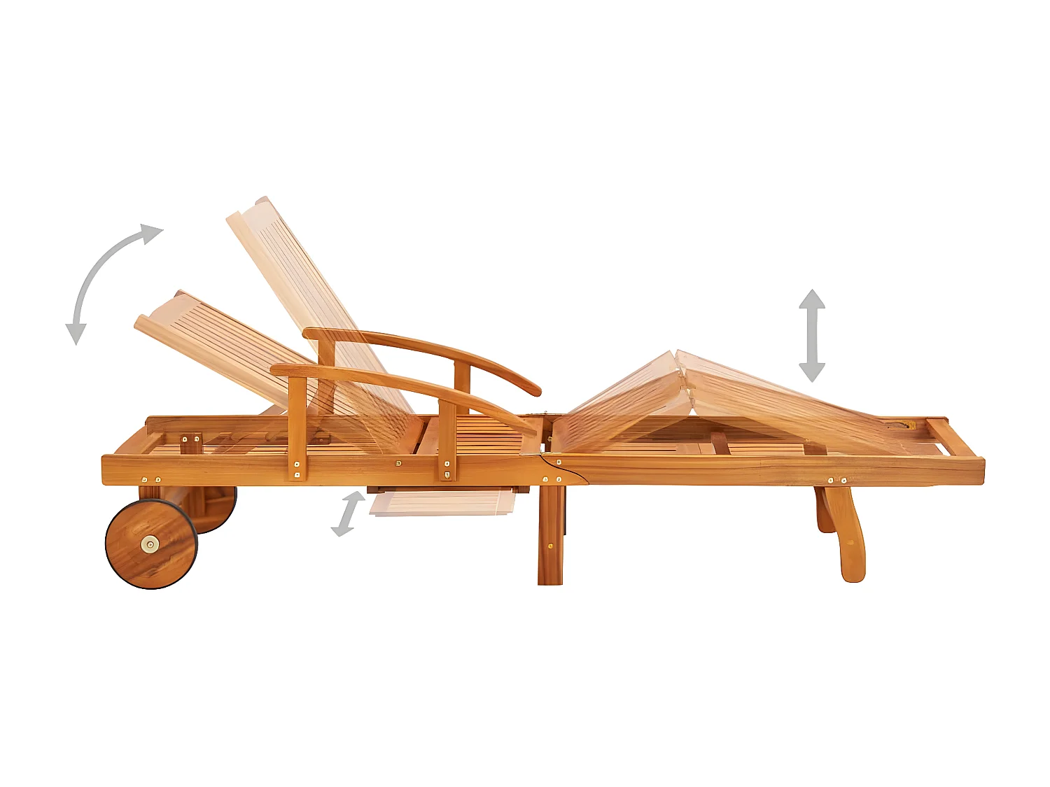 Bain de soleil de jardin avec table et coussin Bois d'acacia FR80204