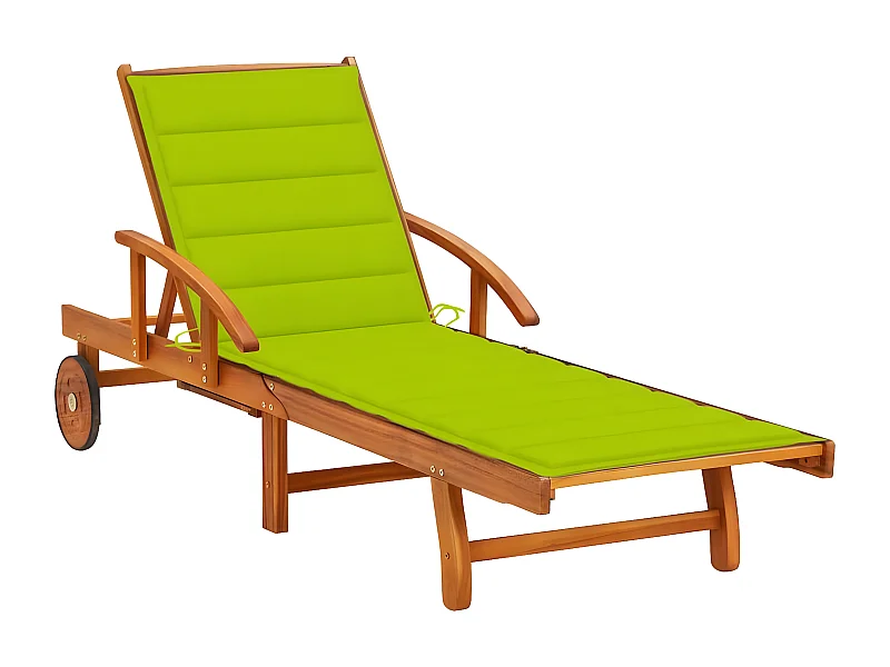Bain de soleil de jardin avec coussin Bois d'acacia solide FR91764