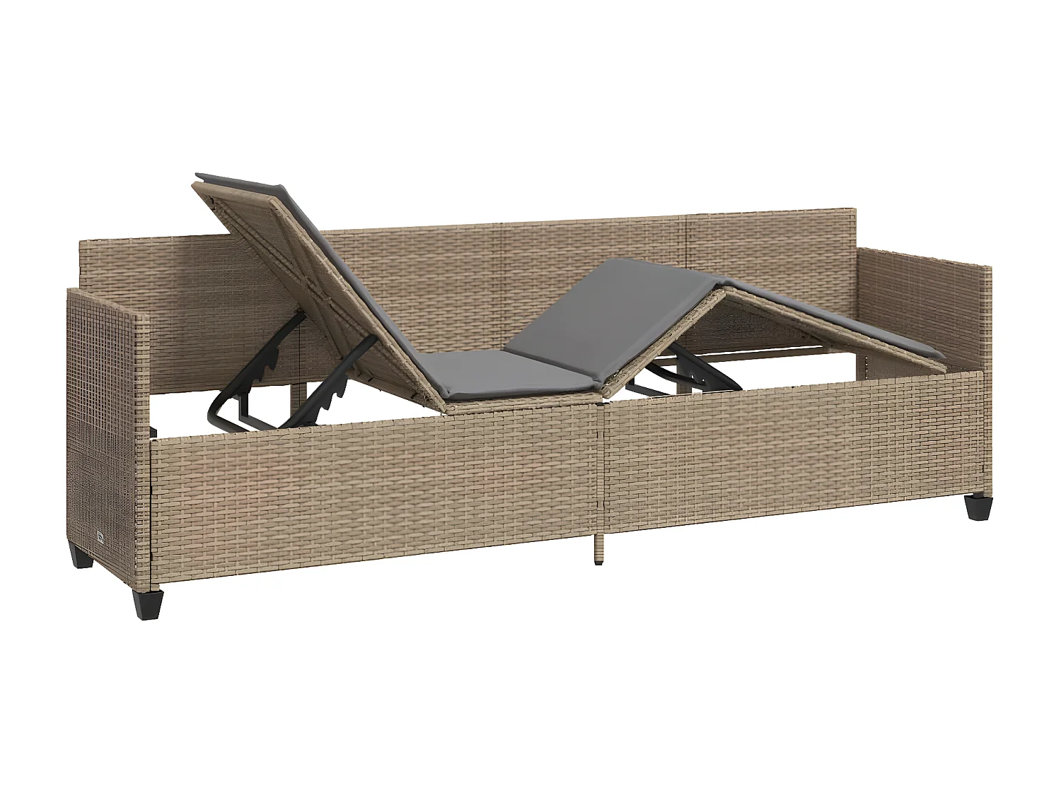 Tumbona con cojines ratán sintético beige ES924707