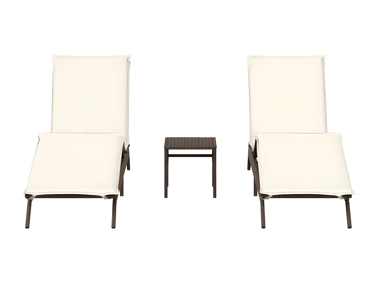 Tumbonas con mesita 2 unidades ratán sintético marrón ES322664