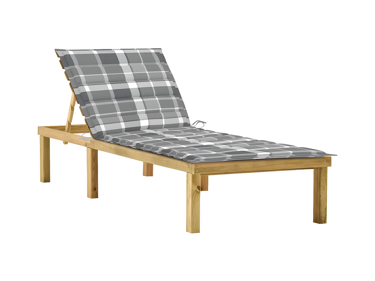 Bain de soleil avec coussin carreaux gris Bois de pin imprégné FR97454