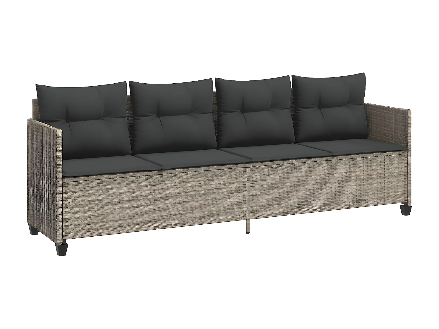 Bain de soleil avec coussins gris clair résine tressée FR47749