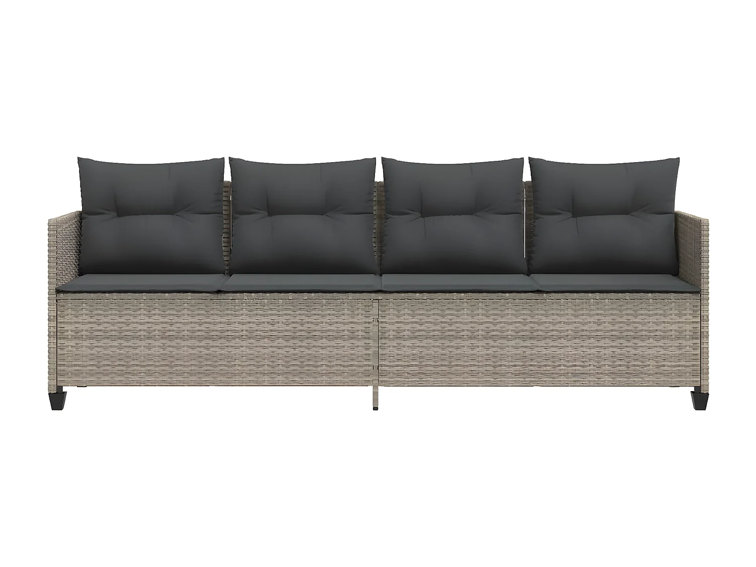 Bain de soleil avec coussins gris clair résine tressée FR47749