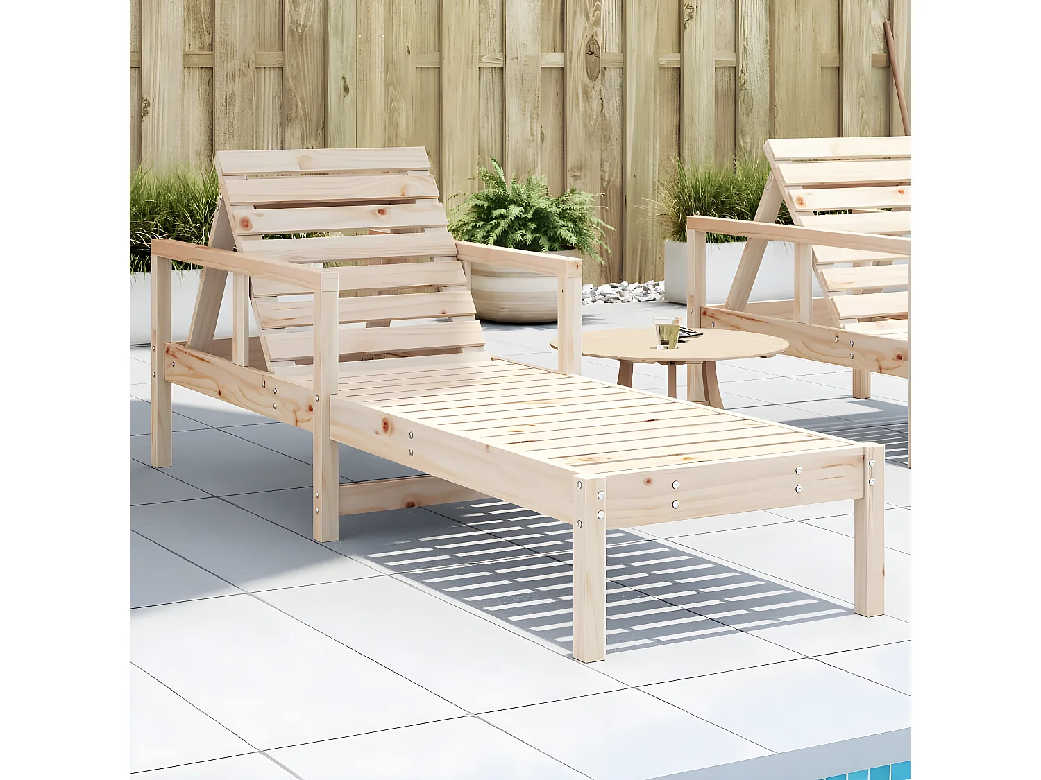 Bain de soleil 199,5x62x55 cm bois massif de pin FR58895